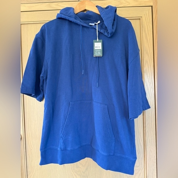 NWT tentree Men's Organic French Terry Short sleeve Hoodie Cobalt / Medium - Picture 1 of 13